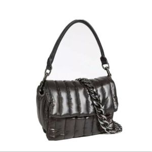 Think Royln Puffy Quilted Petite Bar Bag Shiny Black